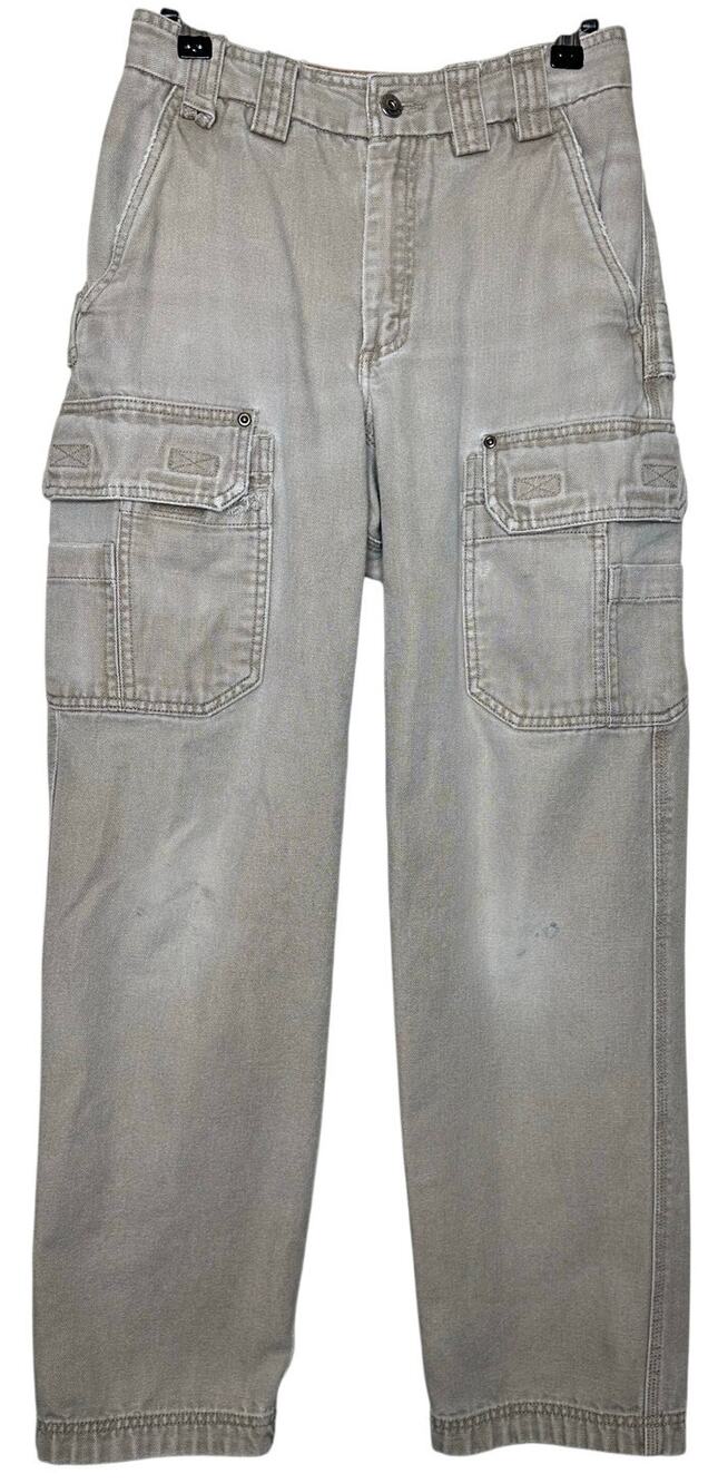 Duluth Fire Hose Relaxed Fit Cargo Work Pants Duck Canvas Tan Khaki Mens 28x30